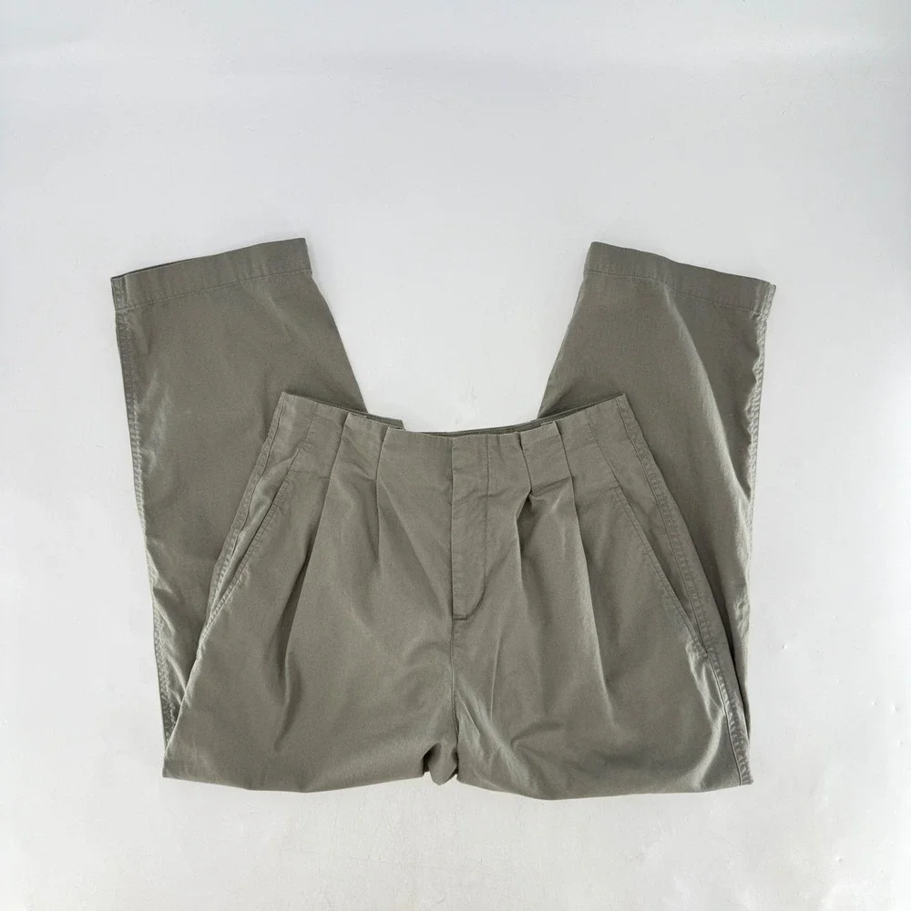 Abercrombie & Fitch Womens Olive Green Pleated Cropped Pants 28S Preppy Academia